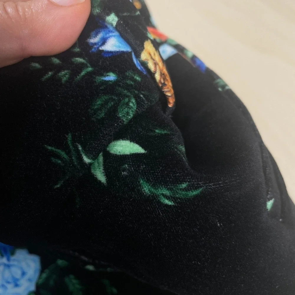 Paco‎ Rabanne Jupe Floral Cotton Blend Maxi Skirt Velvet Black Size 38 / 6 US
